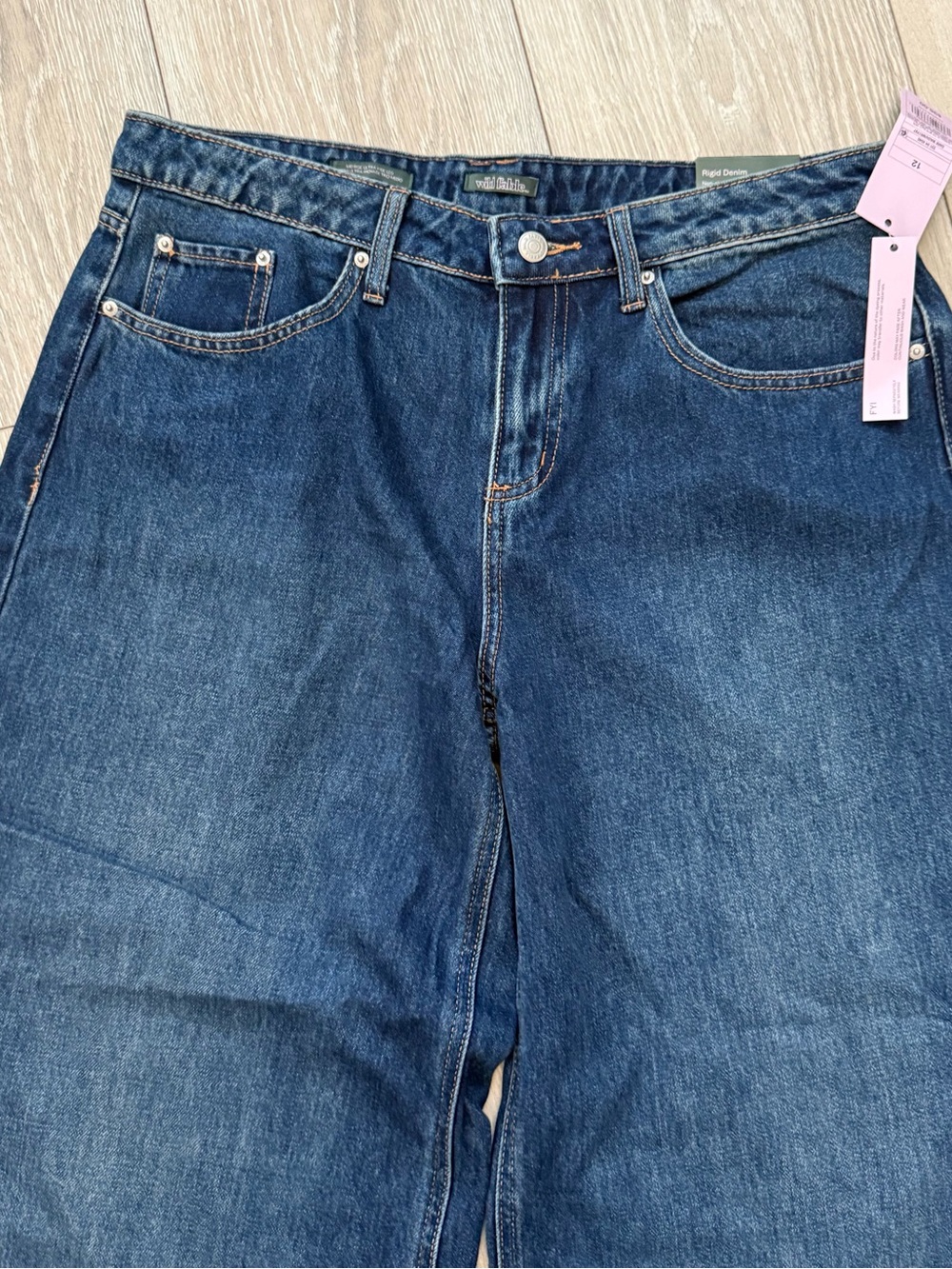 wild fable Dark Blue mid-rise Ultra Wide-Leg Jeans size 12 - Picture 2 of 7